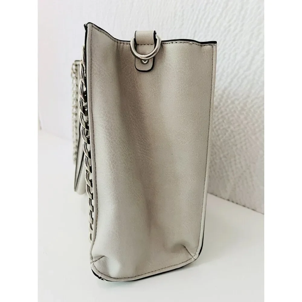 Vintage Marc New York faux white leather satchel with chain detail